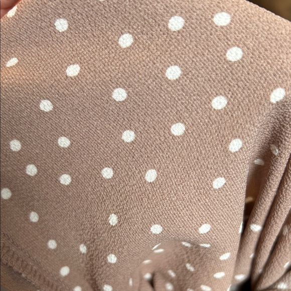 Olive & Oak Taupe Blouse with White Dots - Picture 5 of 5